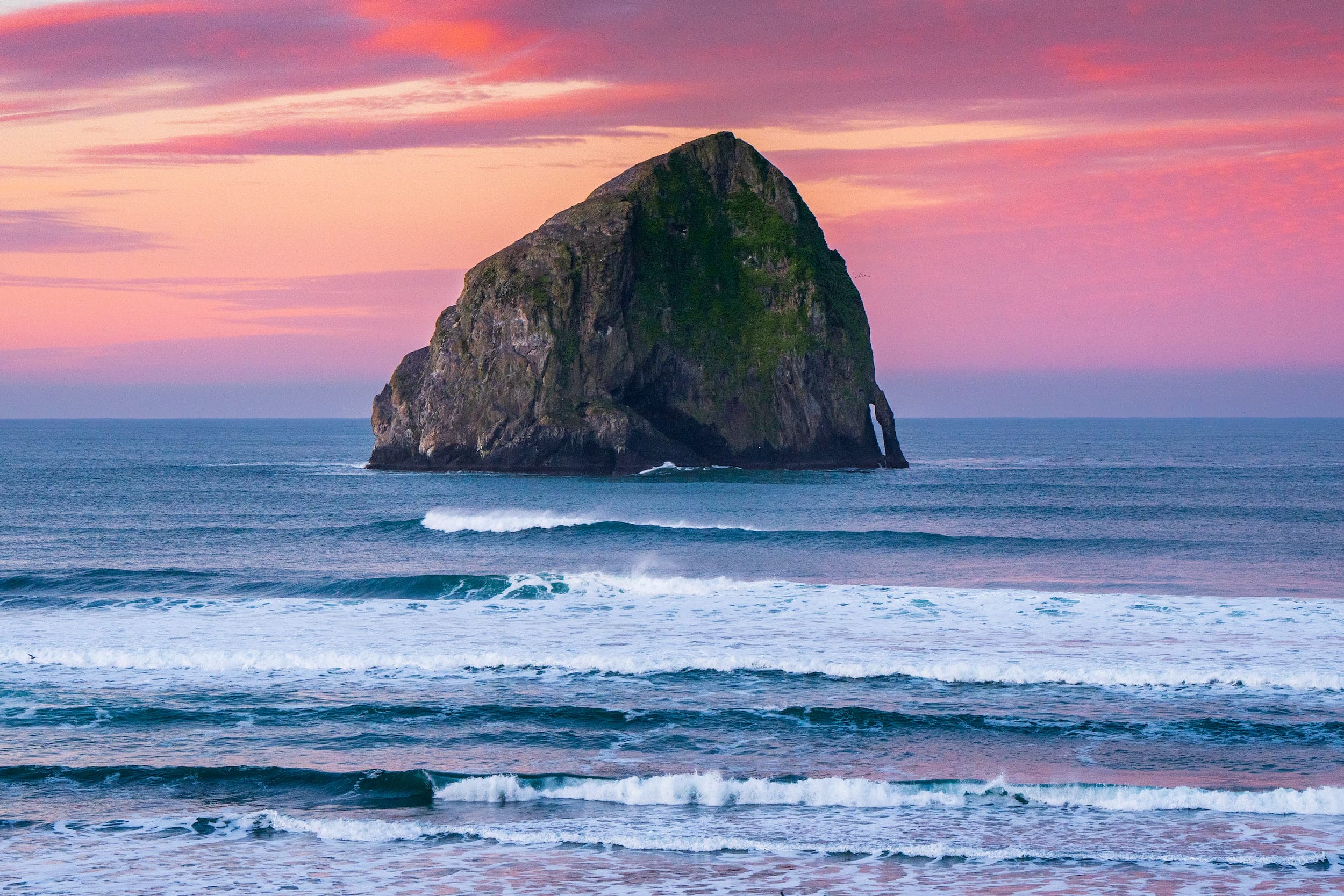 Haystack Rock seen from the Oregon Beach