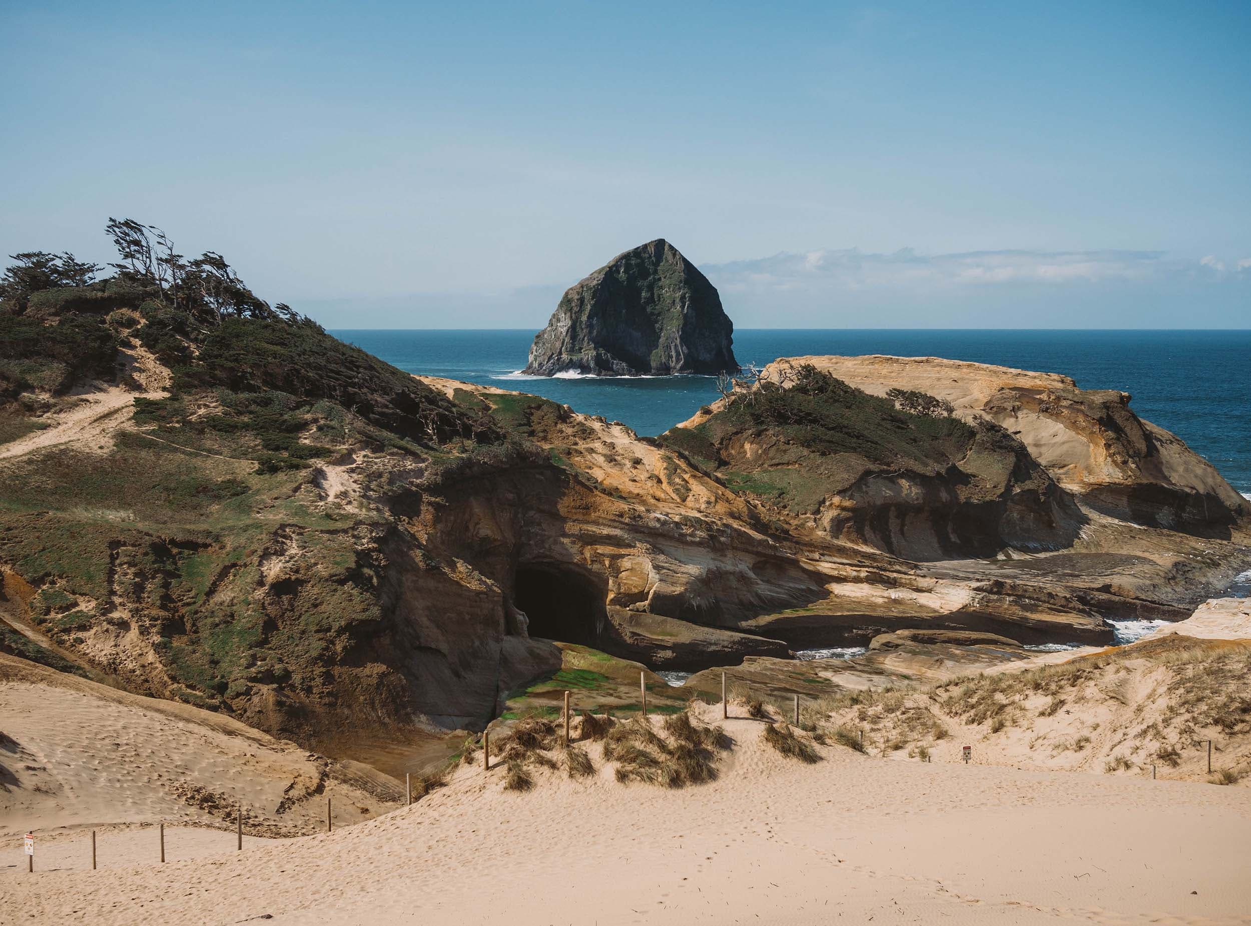 Cape Kiwanda Dunes with haystack Rock in the background