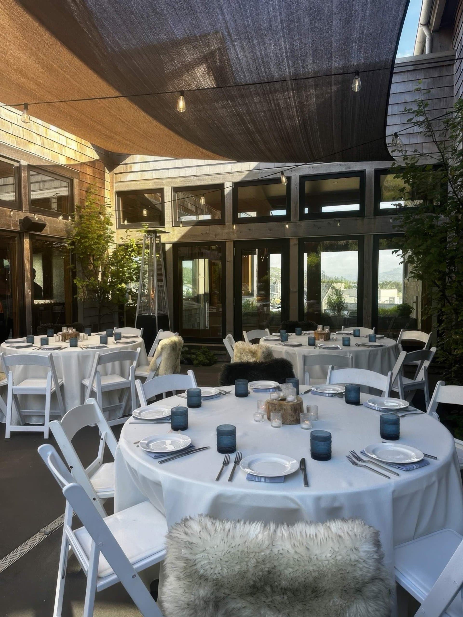 Headlands patio setup for an event