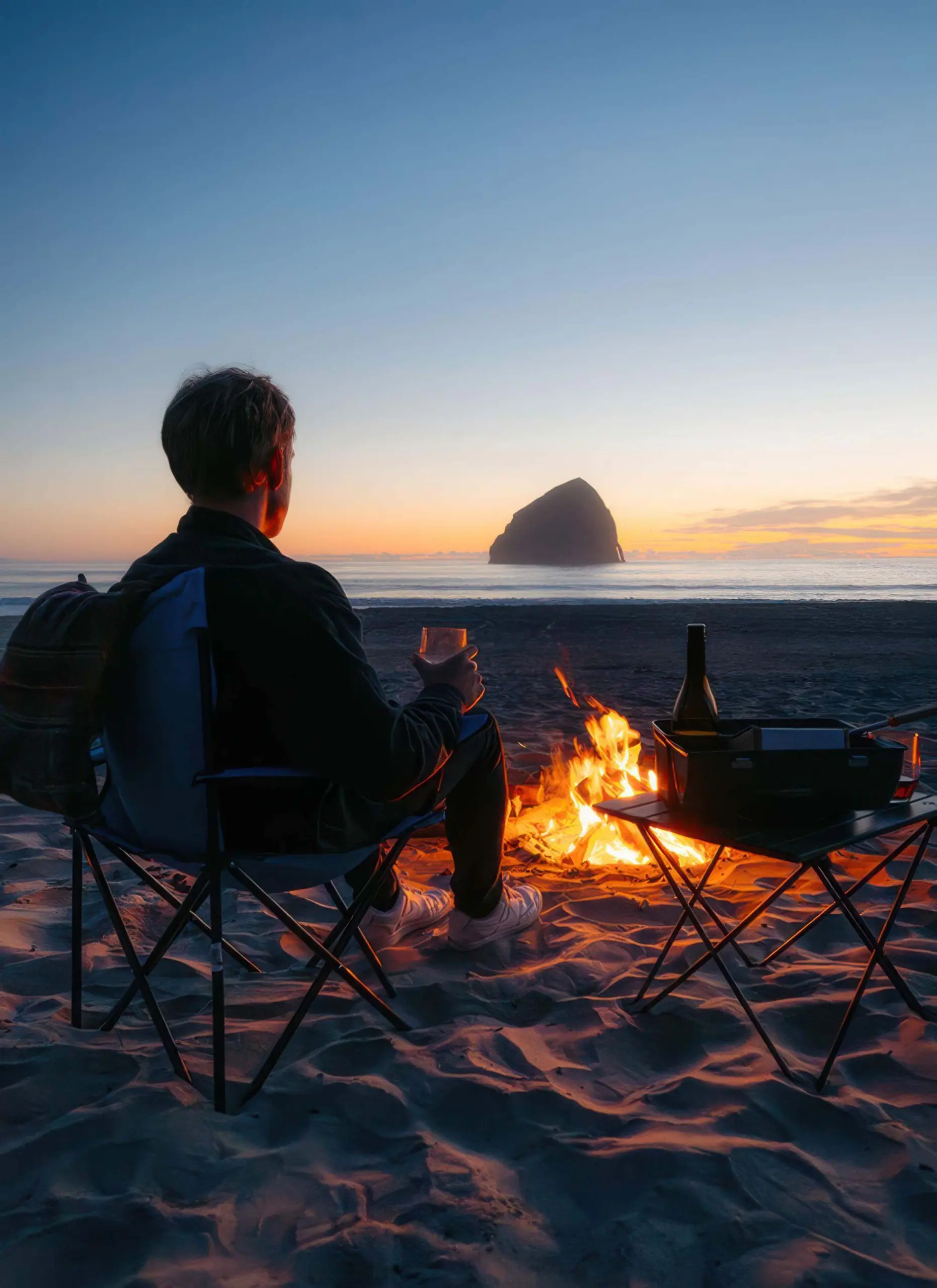 Sunset Bonfire On The Beach